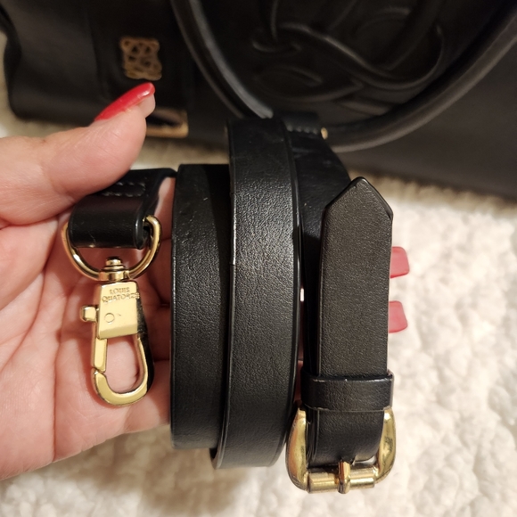 LOUIS QUATORZE Black Leather Satchel with Strap EUC - Picture 7 of 16